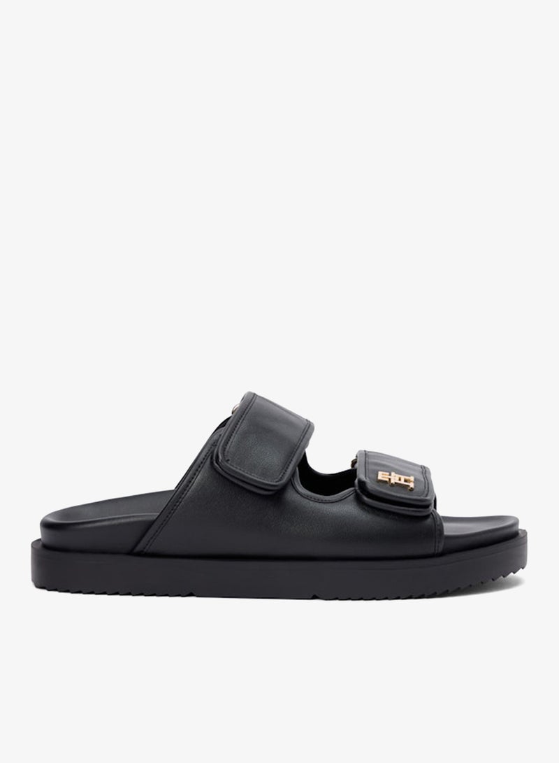 TOMMY HILFIGER Leather TH Monogram Double Strap Sandals - Image 1